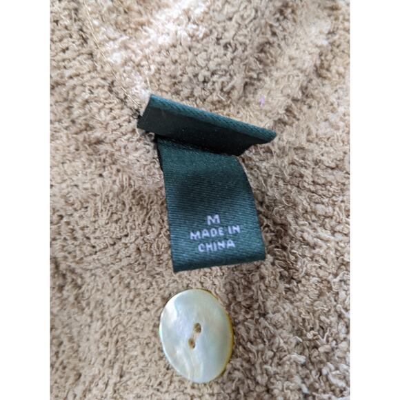 Cropped Cozy Cardigan Wild Fable Taupe M Brown Lightweight Fuzzy VNeck Button Up - Picture 9 of 11